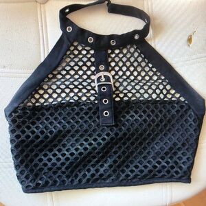 Black Mesh Halter Top